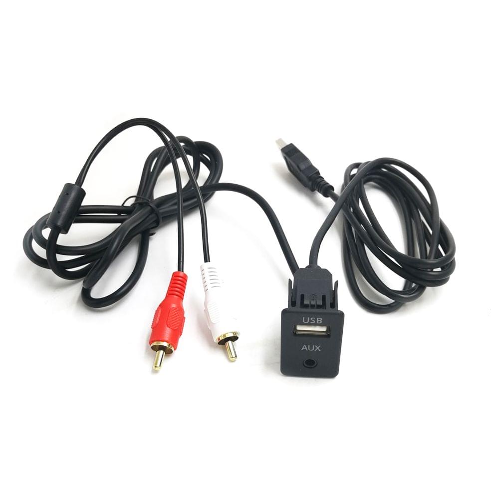 Car AUX USB Audio Adapter Cable 2RCA 100cm Replacement for