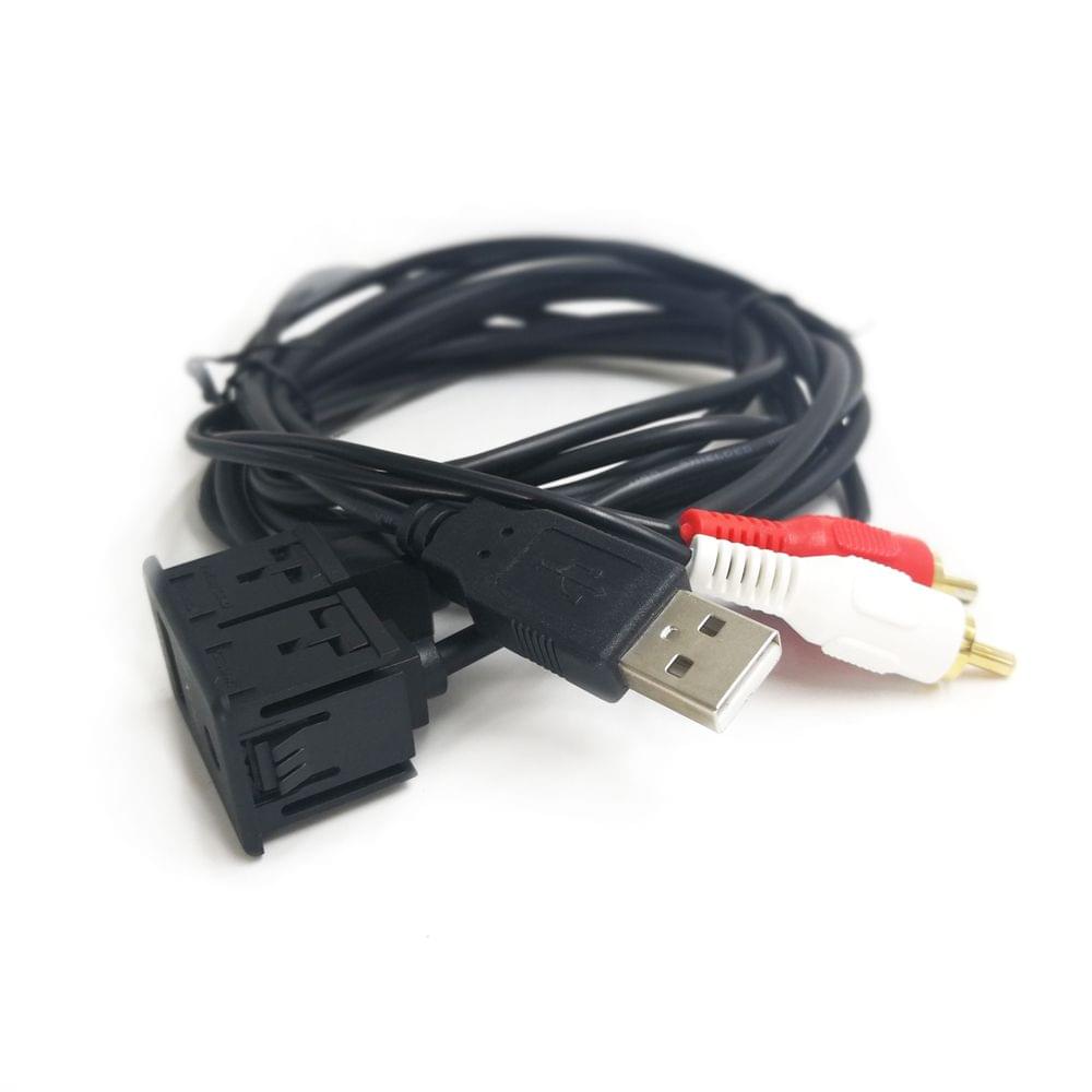 Car AUX USB Audio Adapter Cable 2RCA 100cm Replacement for