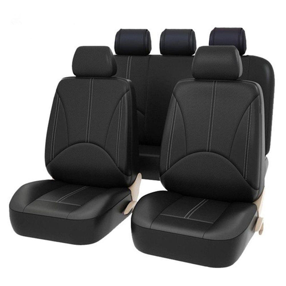 9Pcs Luxury Car Seat Covers Front +Back Seat Black Scratch - Type A