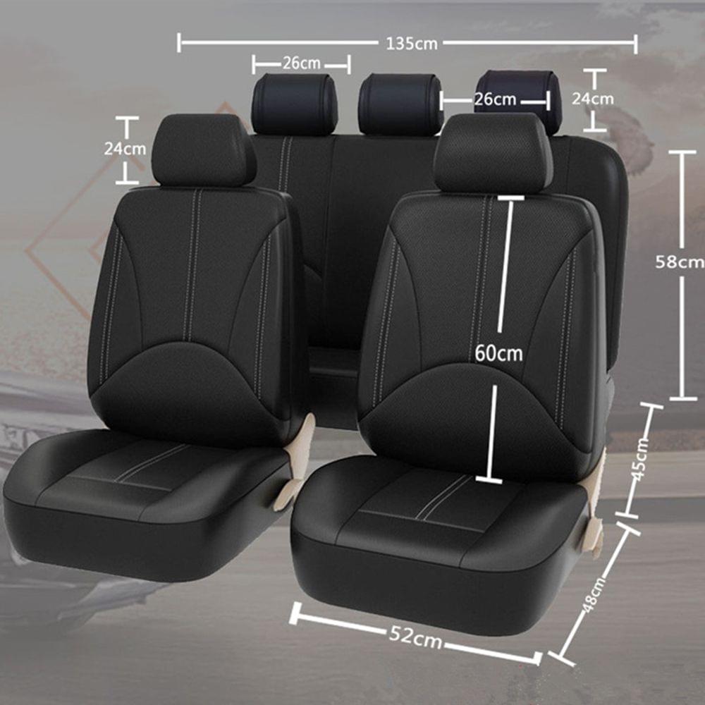 9Pcs Luxury Car Seat Covers Front +Back Seat Black Scratch - Type A