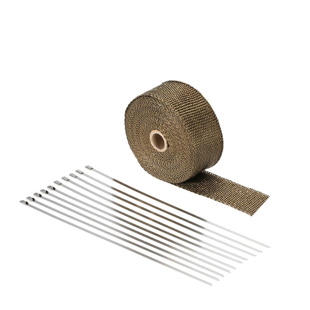 10m Titanium Fiber Heat Wrap Exhaust Manifold 10 Cable Ties