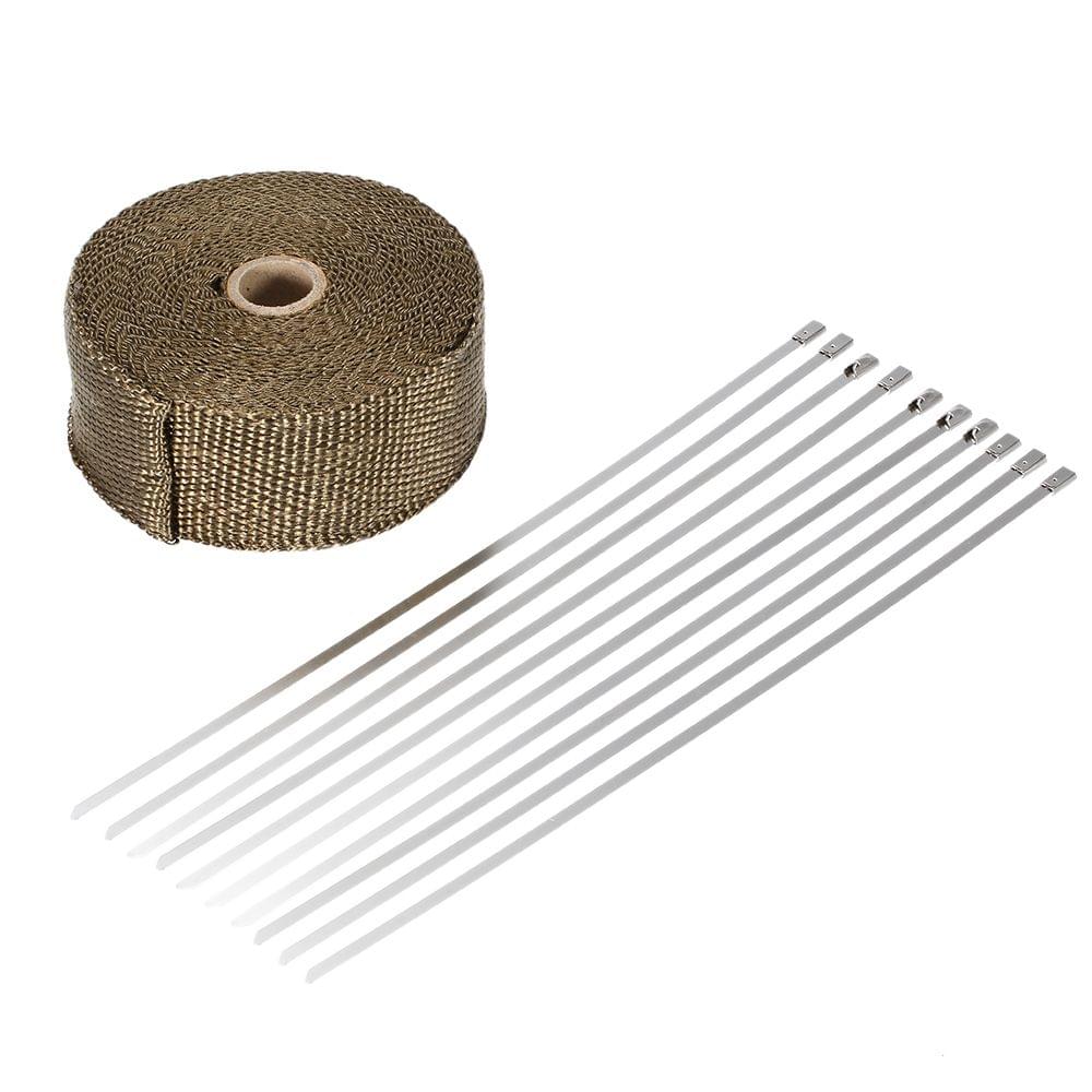 10m Titanium Fiber Heat Wrap Exhaust Manifold 10 Cable Ties