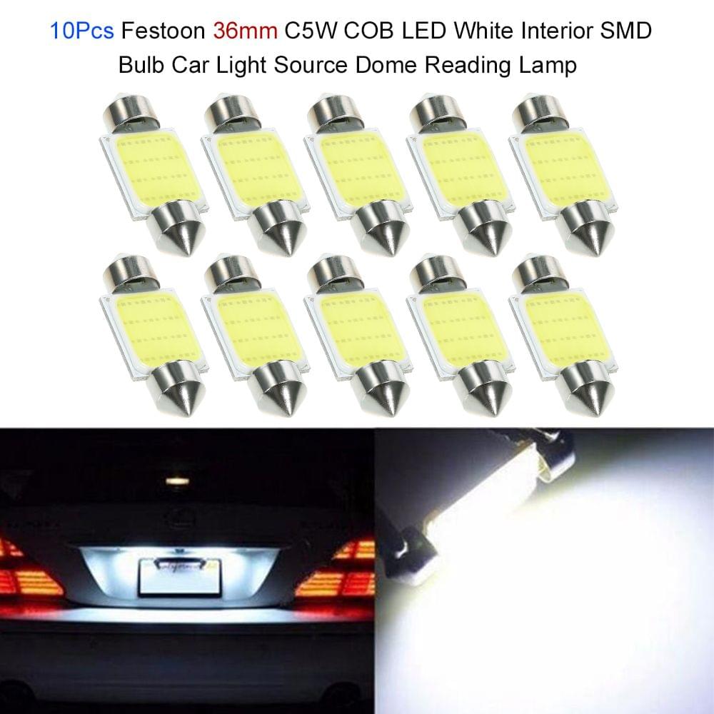 10Pcs Festoon 36mm C5W COB LED White Interior SMD Bulb Car