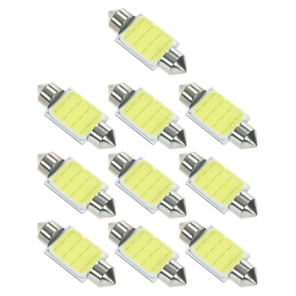 10Pcs Festoon 36mm C5W COB LED White Interior SMD Bulb Car