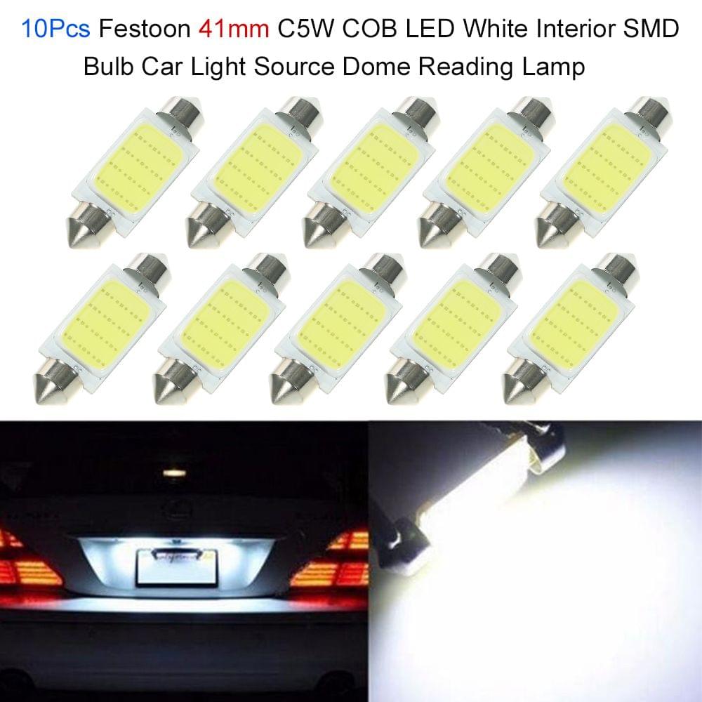 10Pcs Festoon 41mm C5W COB LED White Interior SMD Bulb Car