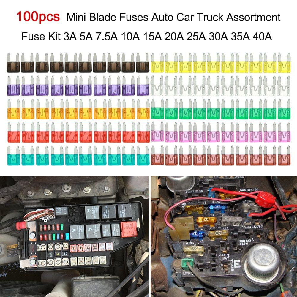 100pcs Mini Blade Fuses Auto Car Truck Assortment Fuse Kit