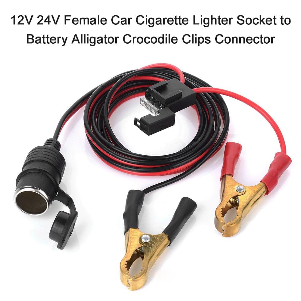 12V 24V Female Car Cigarette Lighter Socket to Battery