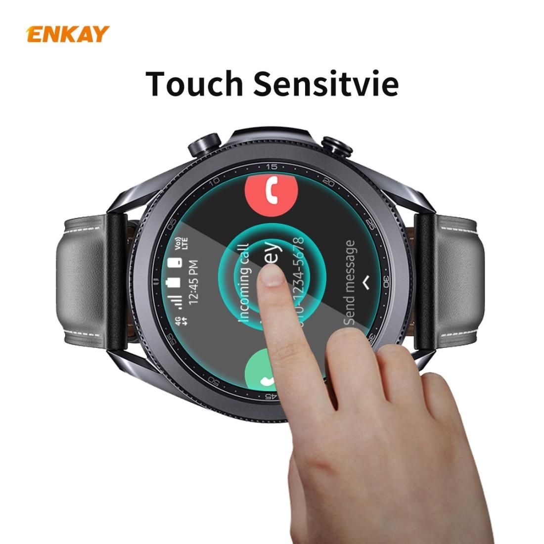 For Samsung Galaxy Watch 3 45mm ENKAY Hat-Prince 0.2mm 9H 2.15D Curved Edge Tempered Glass Screen Protector Watch Film