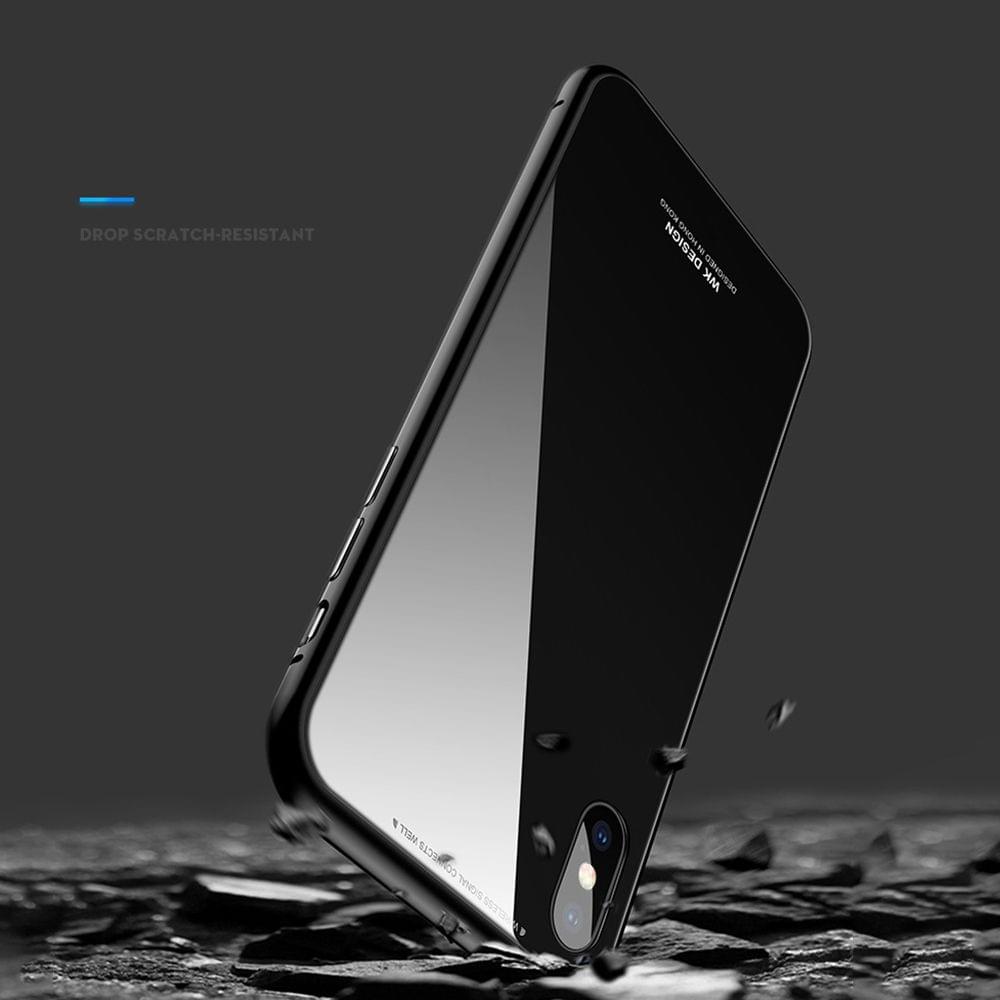 Magneto Magnetic Adsorption Case Clear Tempered Glass Black - Black&I-phone X