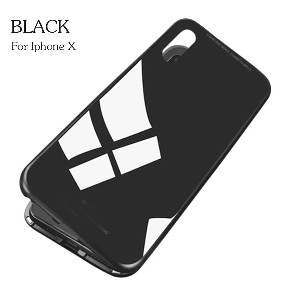 Magneto Magnetic Adsorption Case Clear Tempered Glass Black - Black&I-phone X