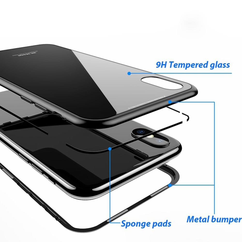 Magneto Magnetic Adsorption Case Clear Tempered Glass Black - Black Clear&i-Phone7 8