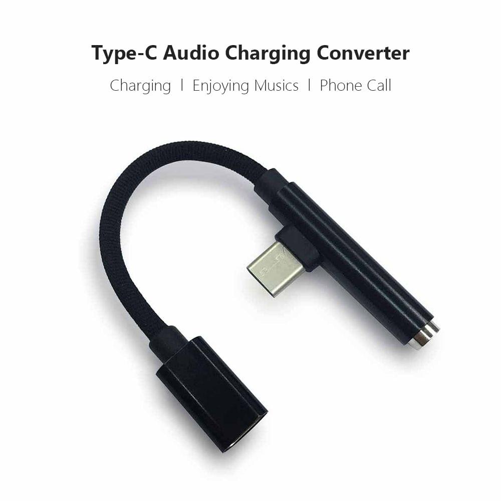 Type-C Audio AUX Converter Charger Cable Splitter Adapter