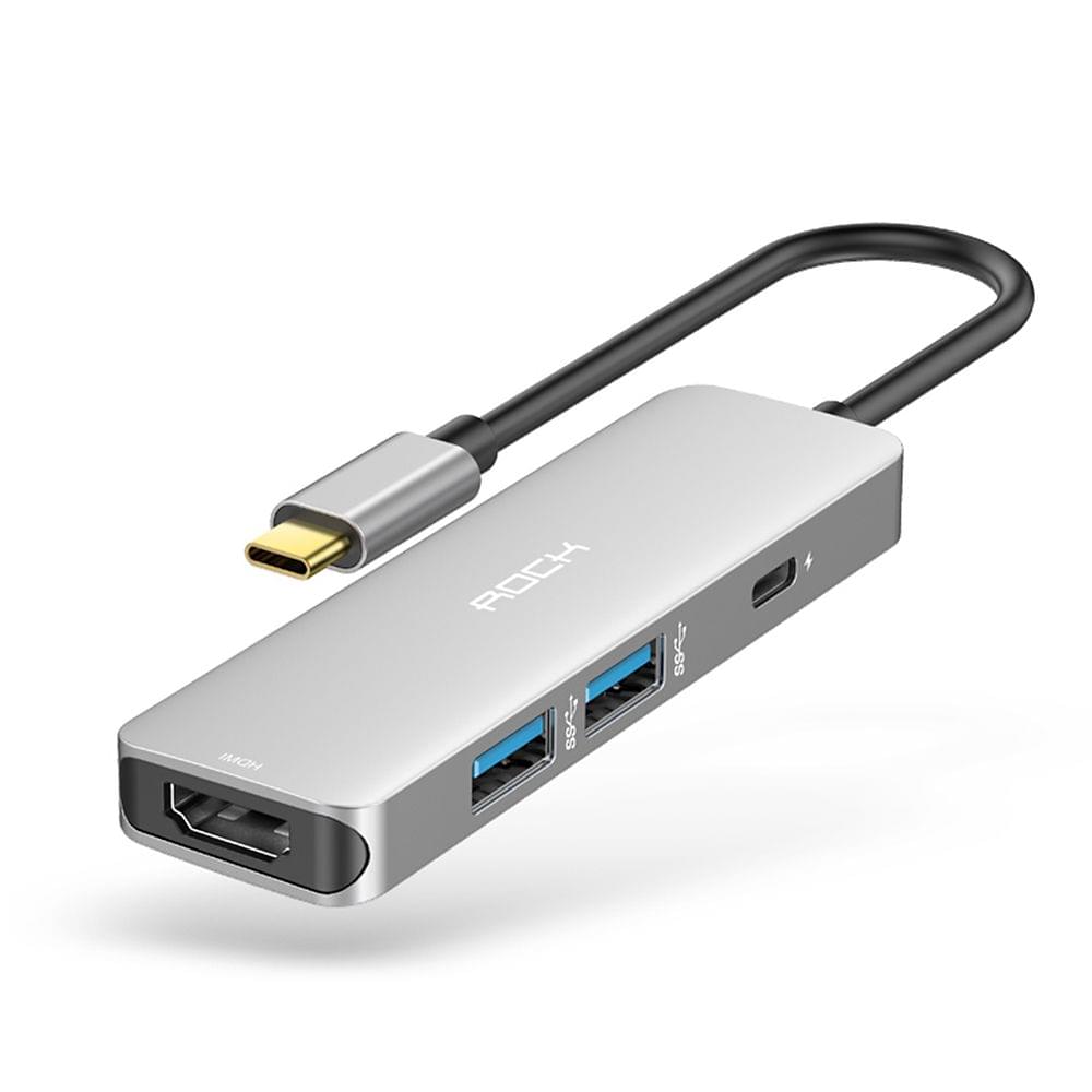 ROCK Type-C to 4K HDMI +USB3.0*2port+PD Converter Aluminum