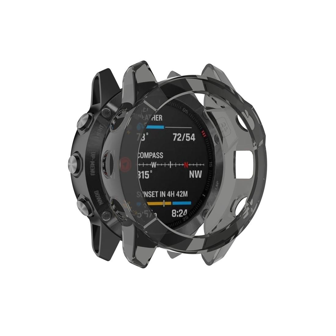 For Garmin Fenix 6 / 6 Pro Smart Watch Half Coverage TPU Protective Case (Transparent Black)