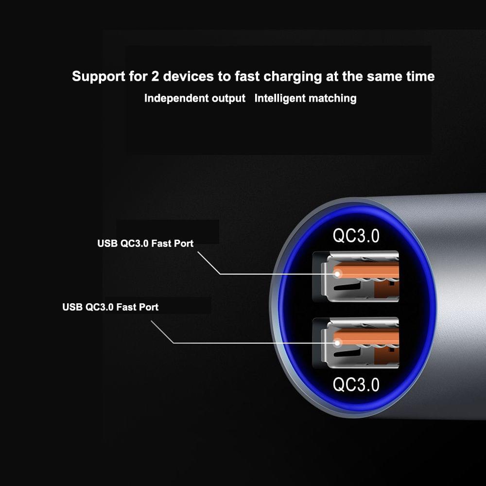 Quick Charge Car Charger with Dual USB Ports QC3.0 Fast - Type 1